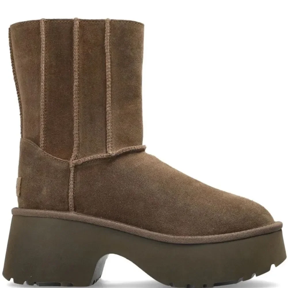 UGG Revolve Classic Twin Seam Heights Suede Platform Booties Hickory NWT $190